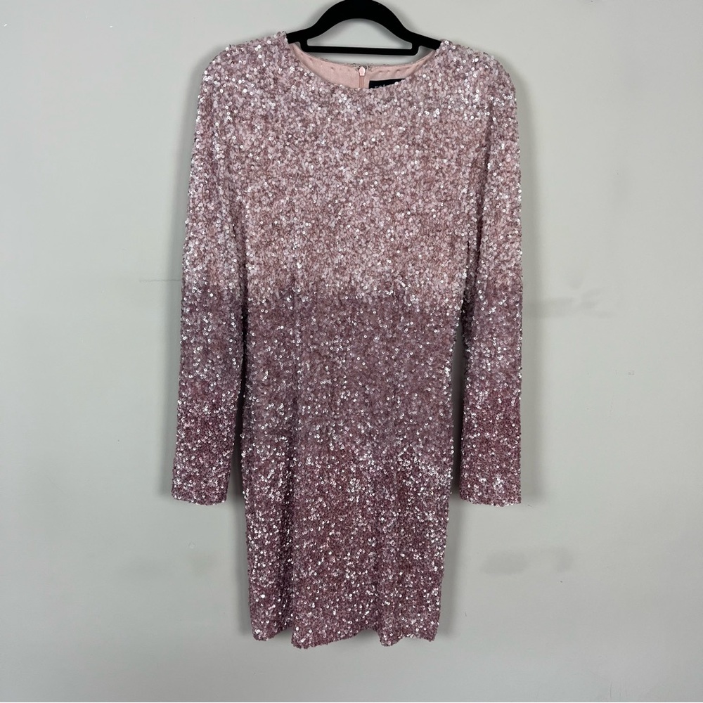 RETROFETE NIKKI OMBRE PINK MINI SEQUIN DRESS WITH SLEEVES SIZE MEDIUM - Picture 6 of 11